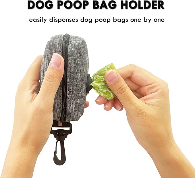 (2 Pack) Dog Poop Bag Holder for Leash,Doggie Waste Bag Dispenser Small Doggy Poop Bag Zipper Pouch with Carabiner Clip, Leash Attachment Holder for Pet Puppy Poop Bags-PawvioPets