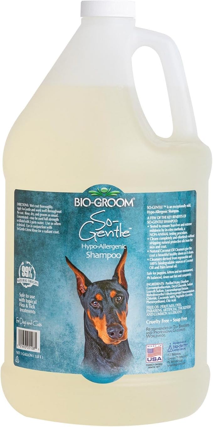 Bio-Groom So-Gentle Hypoallergenic Dog Shampoo - Tearless, Cat & Dog Bathing Supplies, Puppy Shampoo for Gentle Skin, Cruelty-Free, Made in USA, Tear-Free Dog Products - 1 Gallon-PawvioPets