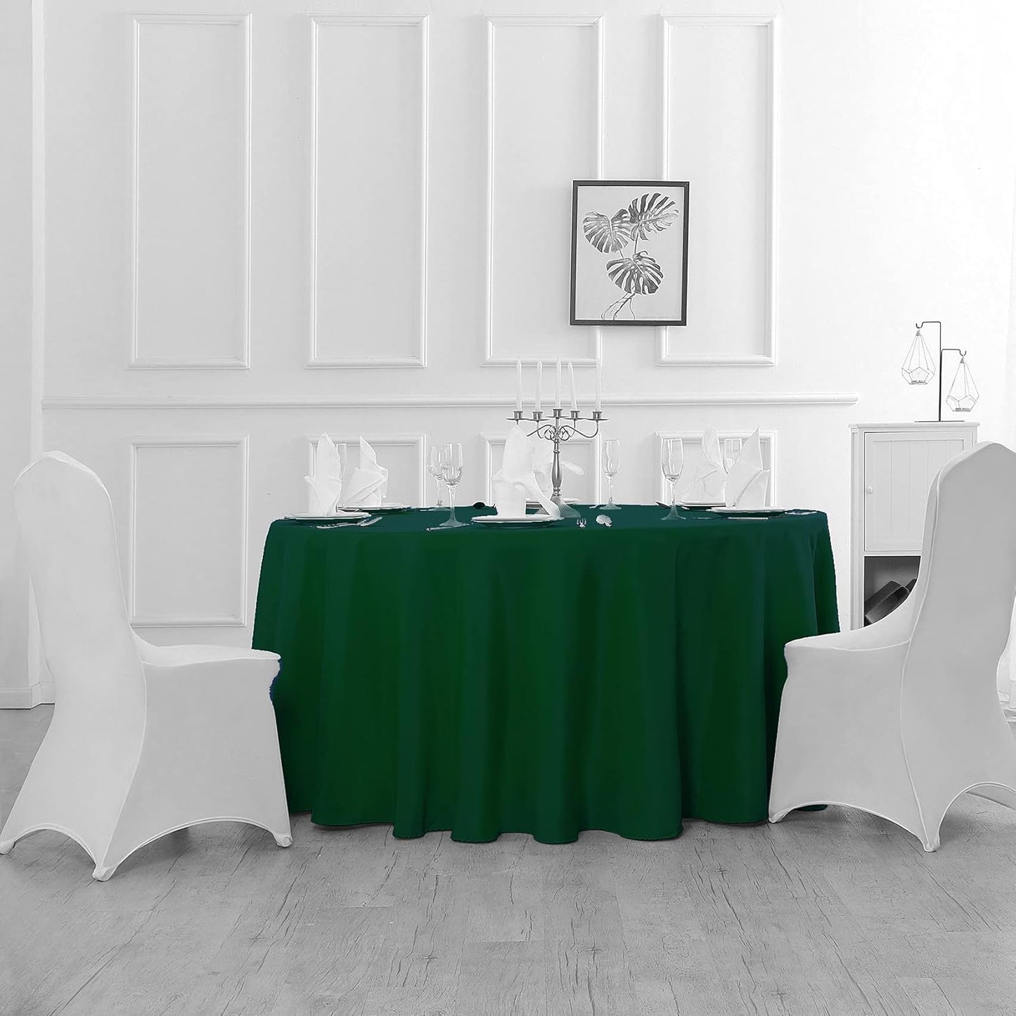 90 inch Round Tablecloth Washable Polyester Table Cloth Decorative Table Cover for Wedding Party Dining Banquet（90 inch, Hunter）