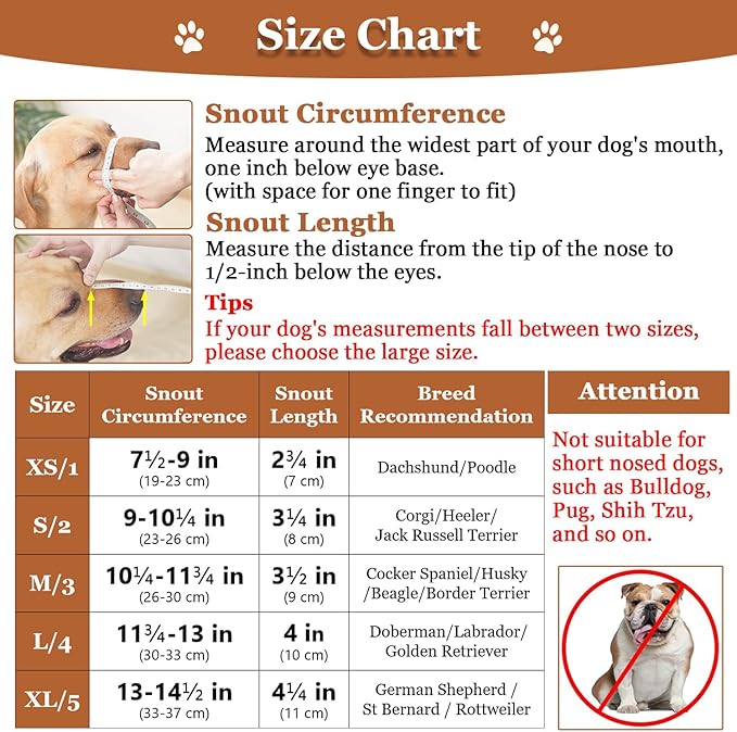 Dog Muzzle, Printed Basket Muzzle for Small Medium Large Dogs Dachshund, Beagle, German Shepherd, Breathable Pet Muzzles to Prevent Biting Chewing Scavenging, Allows Panting and Drinking-PawvioPets