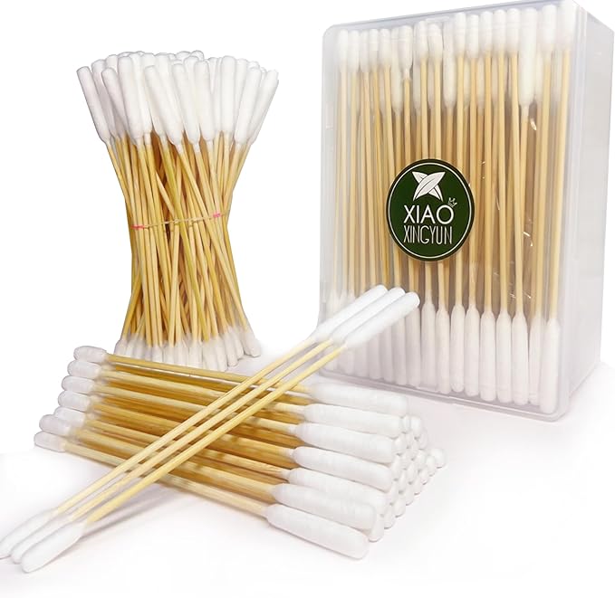 200 PCS 6 Inch Long Cotton Swabs in Box - Professional Large Cotton Swabs with Bamboo Handle - Double Sided Dog Ear Swabs - Specially Designed Big Cotton Swabs for Dog Ear, Cleaning Solution-PawvioPets