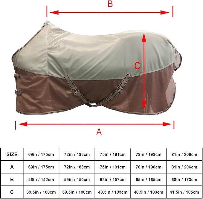 BARN & STABLE Breathable and UV Protective Tear-Resistant Mesh Horse Fly Sheet Comfy Equine Summer Sheet with Removable Web Leg Straps-PawvioPets