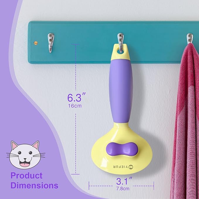Cat Brush for Grooming and Shedding, Self-Cleaning Silicone Brush for Short and Long Haired Cats, Cat Gifts for Pet Lovers (purple)-PawvioPets