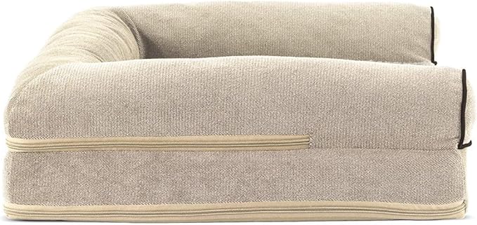 FurHaven Soft, Orthopedic Foam Sofa Dog Bed with Washable & Removable Cover - Sherpa/Chenille - Cream, Dogs Up to 35 lbs - Medium-PawvioPets