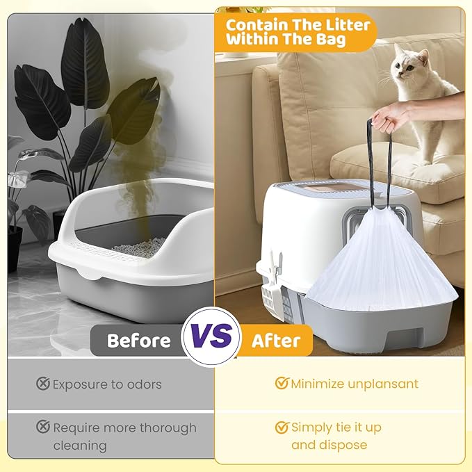 30 Count Cat Litter Liners Large, Jumbo Drawstring Extra Durable Pet Cat Pan Liners Extra-Thick Kitty Litter Box Bag 36" x 19"-PawvioPets