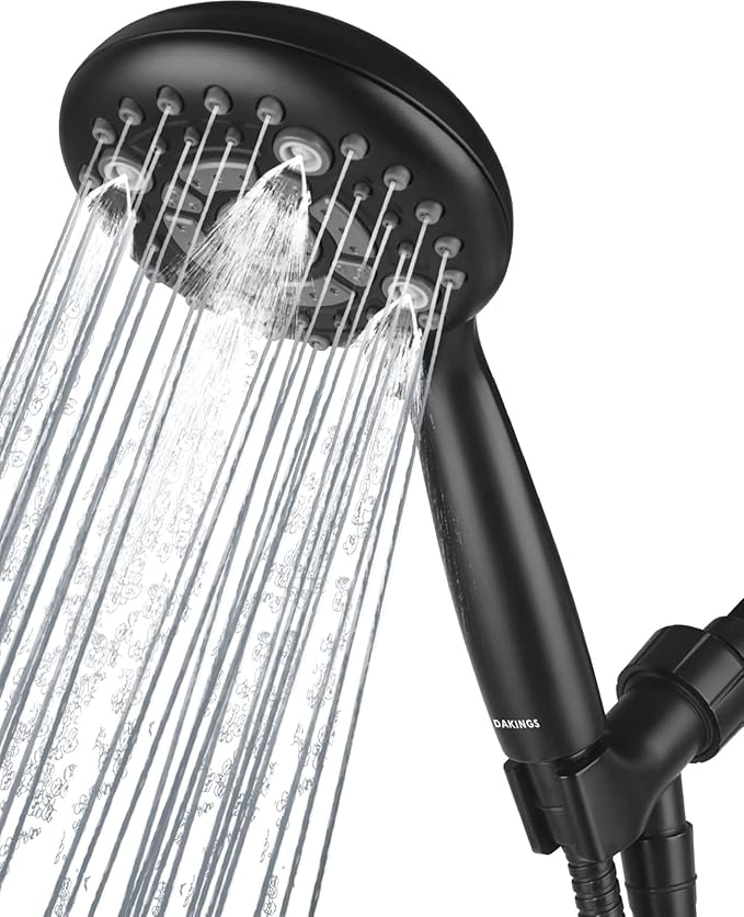 6 Spray Modes High Pressure Handheld Showerhead Set Upgraded 5 Inches Shower Head with Handheld Spray Premium Black Handheld Shower Head 60 Inches Stainless Steel Hose-1-Min Install-PawvioPets