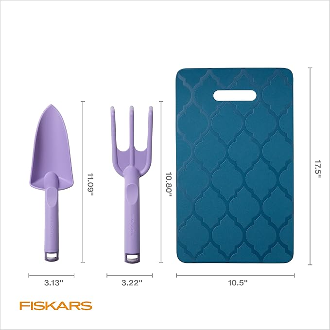Fiskars Knee Pad, Trowel, and Cultivator Set, Explore Collection-PawvioPets