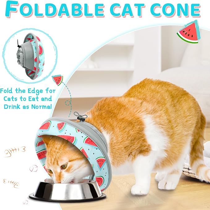 Cat Cone Collar Soft to Stop Licking, Adjustable, Foldable Lightweight Kitten Cones After Surgery Recovery for Cats & Kittens, Cat Cone Alternative (Blue, S)-PawvioPets