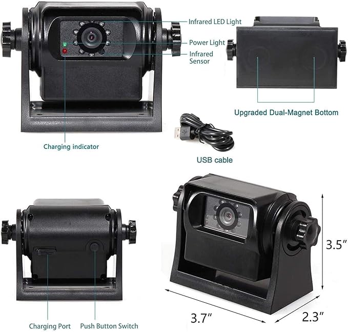 EWAY WiFi Magnetic Hitch Wireless Backup Rear/Front View Camera Rechargeable Battery for Easy Hitching of Gooseneck Horse Boat Travel Trailer/Fifth Wheels/RV/Camper Reverse for iPhone iPad Android-PawvioPets