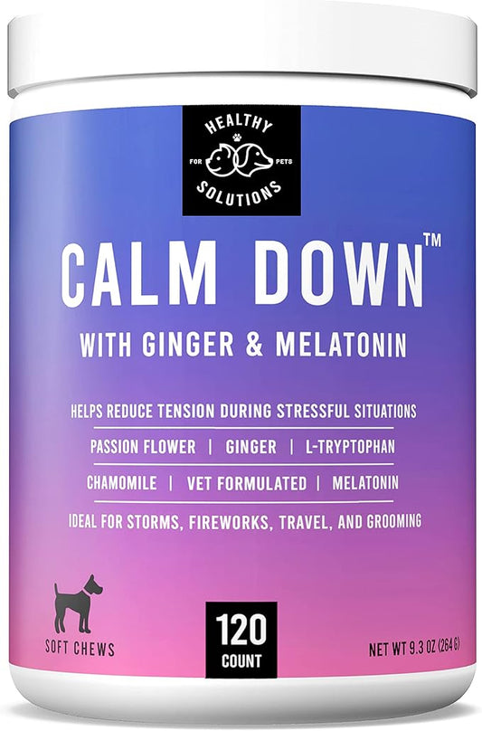 Calming Chews for Dogs - Dog Calming Treats for Anxiety & Stress Relief with Melatonin and Ginger - Aid with Storms, Grooming, Fireworks, Separation, Travel, Motion Sickness, & Sleep - 120 Chews-PawvioPets