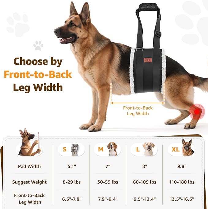 Adjustable Dog Lift Harness, Dog Sling for Large Dogs Lift Support and Rehab Harness for Weak Rear Legs, Soft Hind Leg Support Helps Senior, Injured,Disabled and After ACL Surgery Dogs(Black,X-Large)-PawvioPets
