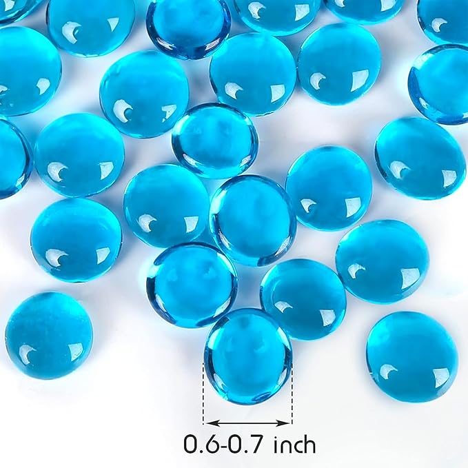 FUTUREPLUSX 1LB Light Blue Flat Glass Marbles, Glass Pebbles Vase Fillers for Centerpieces, Fish Tank for Aquarium Gravel Decor Table Scatter Art Craft-PawvioPets