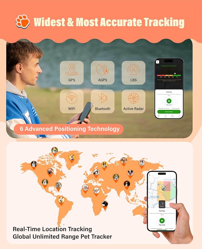 GlocalMe PetPhone for Dog and Cat, Support Play Music and Two-Way Call, Pet Community and AI Health Alerts, Real Time Tracking and Virtual Fence, Unlimited Range Pet GPS Tracker (Green)-PawvioPets