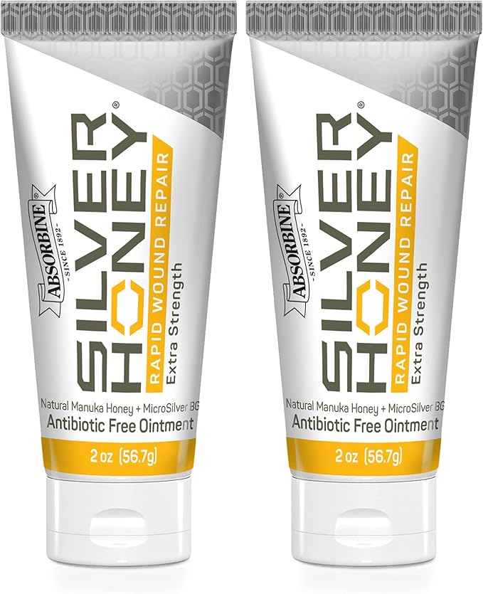 Absorbine Silver Honey Rapid Wound Repair Ointment Twin Pack 2oz Tubes, Manuka Honey & MicroSilver BG-PawvioPets