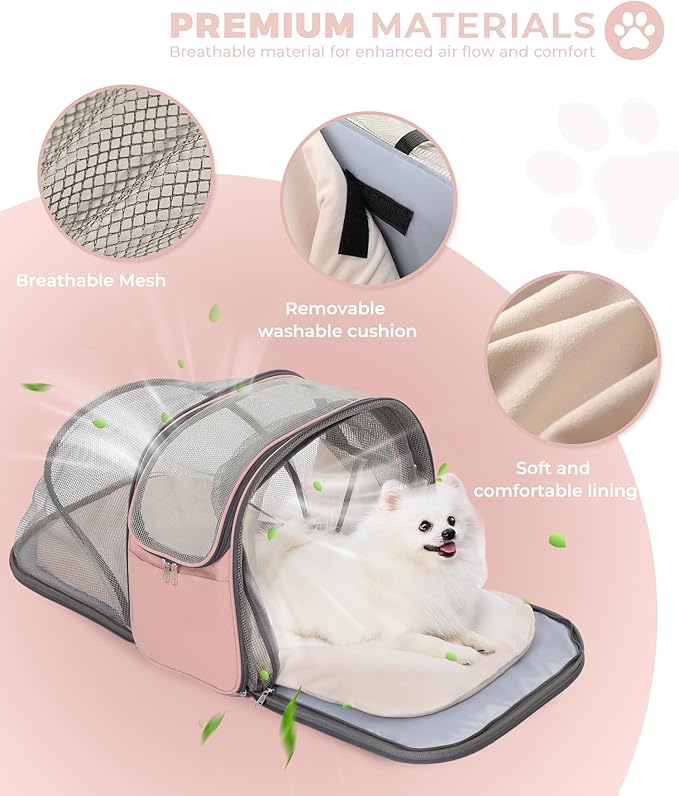 Expandable Pet Carrier Backpack, Cat Carrier Backpacks with Breathable Mesh for Cats Small Dogs Puppies Up to 25 Lbs Airline Approved Waterproof Travel Carrier with Safety Buckle for Hiking & Flights-PawvioPets