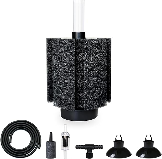 50-60 Gal Aquarium Sponge Filter with Ceramic Media and Bubble Diffuser Quiet Fish Tank Filters fit for Fry Breeding Shrimp Betta Fish Tank-PawvioPets