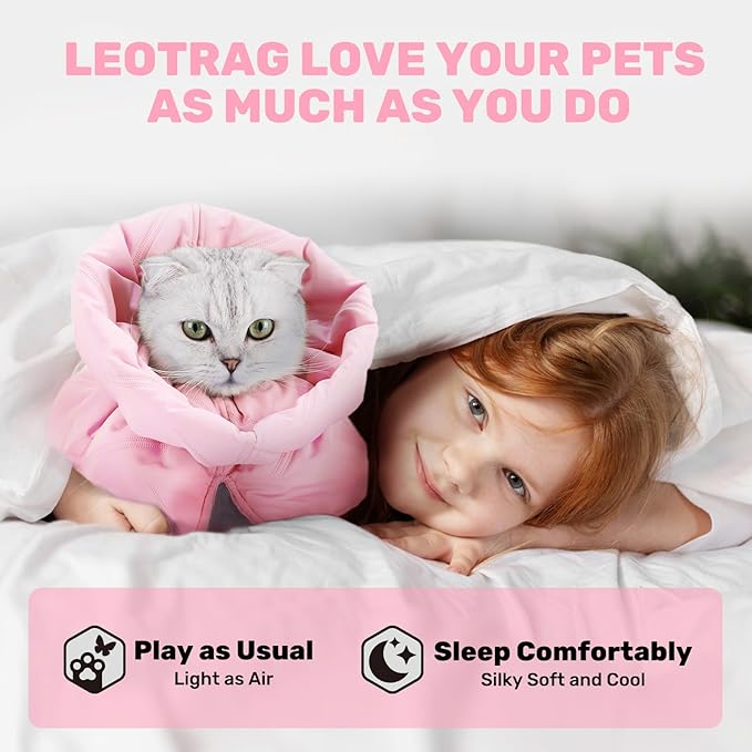 Adjustable Cat Recovery Cone Collar, Lightweight Soft Cat E-Collar Alternative After Spay, Waterproof Comfy Collars to Stop Licking Wound After Surgery, Protective Cone for Kittens/Puppies-PawvioPets