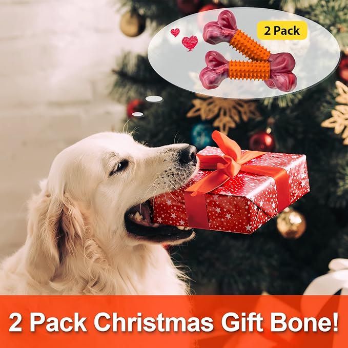 Apasiri Dog Toys for Aggressive Chewers Large Breed 2-Pack: Heavy Duty Chew Toys for Medium Dogs Indestructible Orange Dog Gift with Peanut Butter Flavor-PawvioPets