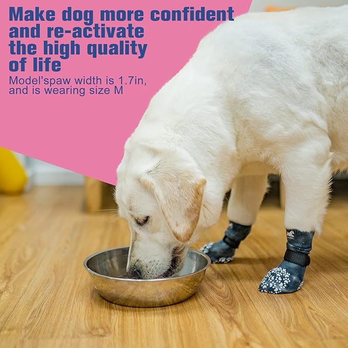 EXPAWLORER Anti Slip Dog Socks to Prevent Licking Paws, Dog Shoes for Hot Pavement, Dog Booties for Small Medium Large Senior Dogs, Traction Control Dog Boots & Paw Protectors for Hardwood Floors-PawvioPets