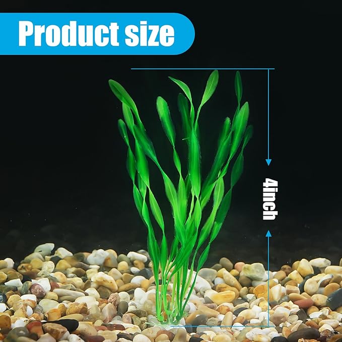 AQUANEAT Fish Tank Artificial Plants, Aquarium Plastic Seaweed Decorations, 8Inch Tall Fake Green Accessories, 10 Packs-PawvioPets