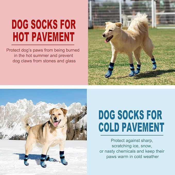 EXPAWLORER Anti Slip Dog Socks to Prevent Licking Paws, Dog Shoes for Hot Pavement, Dog Booties for Small Medium Large Senior Dogs, Traction Control Boots & Paw Protectors for Hardwood Floors-PawvioPets