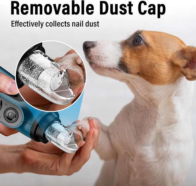 Casfuy Smart 6-Speed Dog Nail Grinder - 50% More Power Pet Nail Grinder with 2 LED Lights Quiet Rechargeable Electric Dog Nail Trimmers File Toenail Grinder for Large Medium Small Dogs & Cats (DB)-PawvioPets