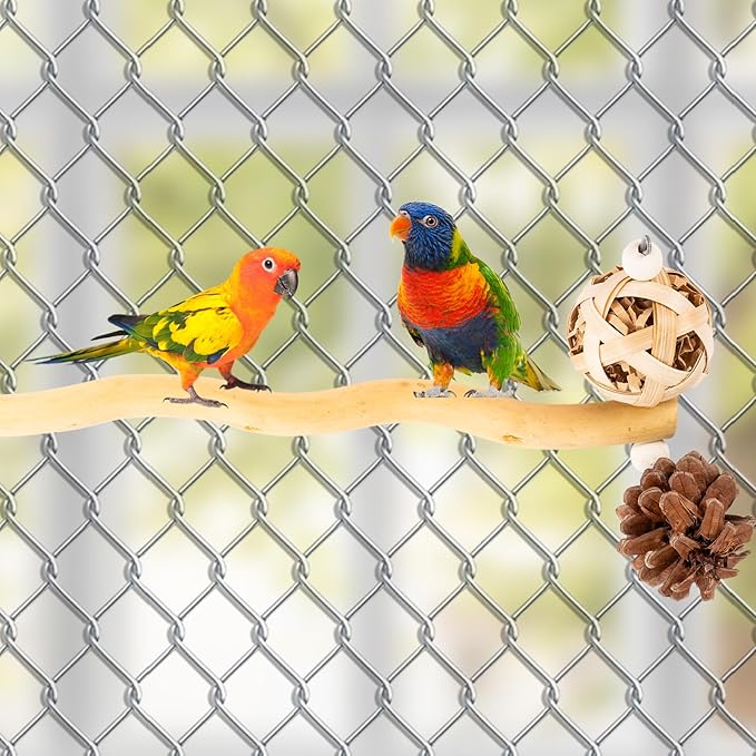 Bird Toys Perch Stand for Cage with Pine Cones, Natural Parrot Toys, Small Chewing Sticks Toys Bird Cage Accessories for Conures Parakeets Cockatoo African Grey Parrots (1PCS)-PawvioPets