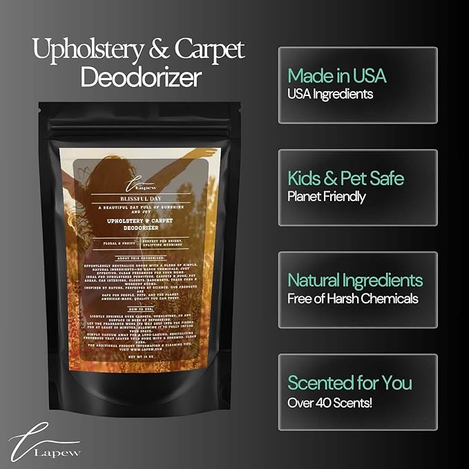 Blissful Day Carpet Freshener Powder: Powerful Odor Eliminator for Home, Upholstery Deodorizer, Carpet Deodorizer, Pet Urine, Cat Litter Box - Blissful Day Fragrance.-PawvioPets