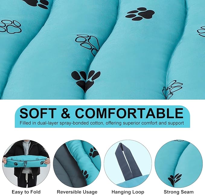 BINGPET Outdoor Travel Dog Bed for Large/Medium Dogs,Portable Waterproof Camping Mat with Carry Bag,Foldable Outside Bed,Machine Washable Indoor Pet Mat for Small,Medium and Large Dogs 26"x43"-PawvioPets