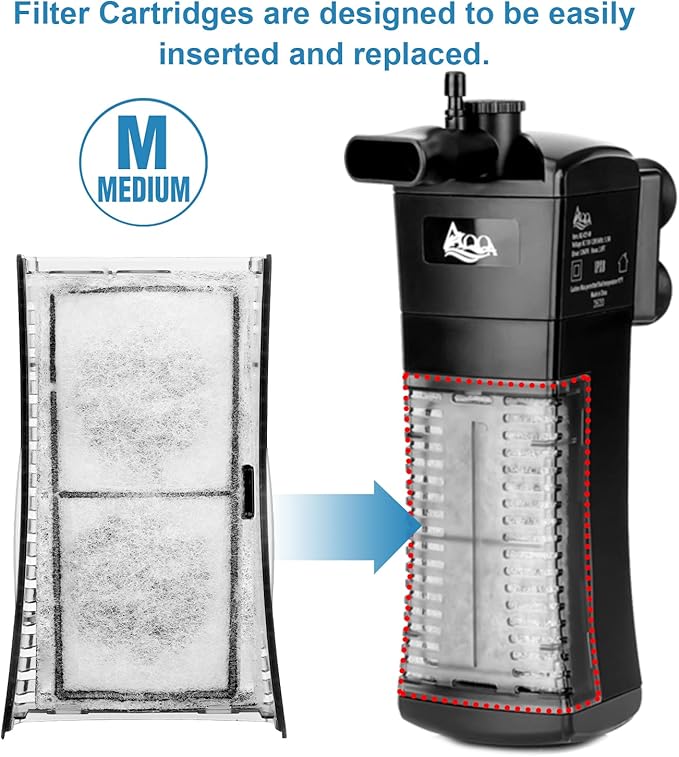 AQQA 8 Pack Aquarium Filter Cartridge Replacement Fish Tank Filter Cartridge for Aquarium Internal Filter (Medium)-PawvioPets