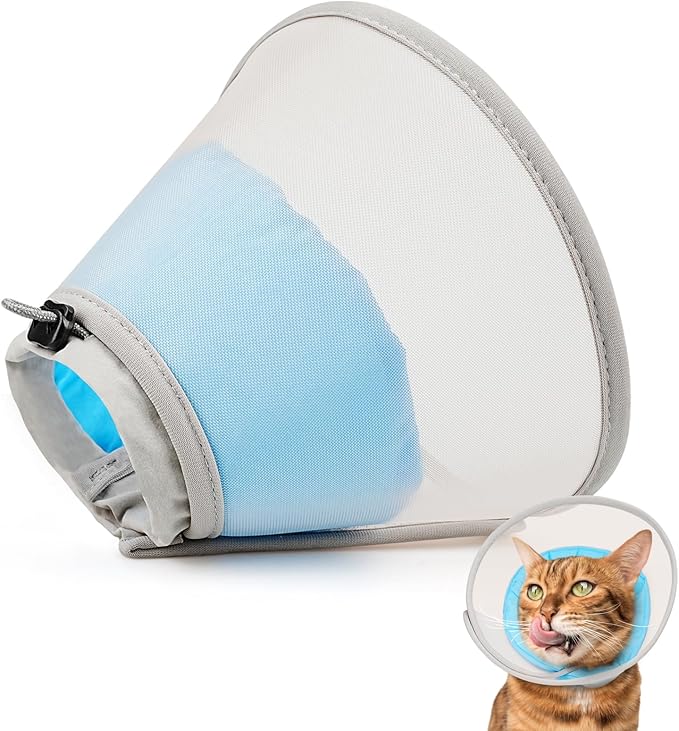 Cat Cone Collar Soft: Comfortable Waterproof Mesh Recovery Cone After Surgery to Stop Licking and Scratch, Alternative to Plastic Elizabeth Head/Neck Cone for Large Cats and Small Dogs-PawvioPets