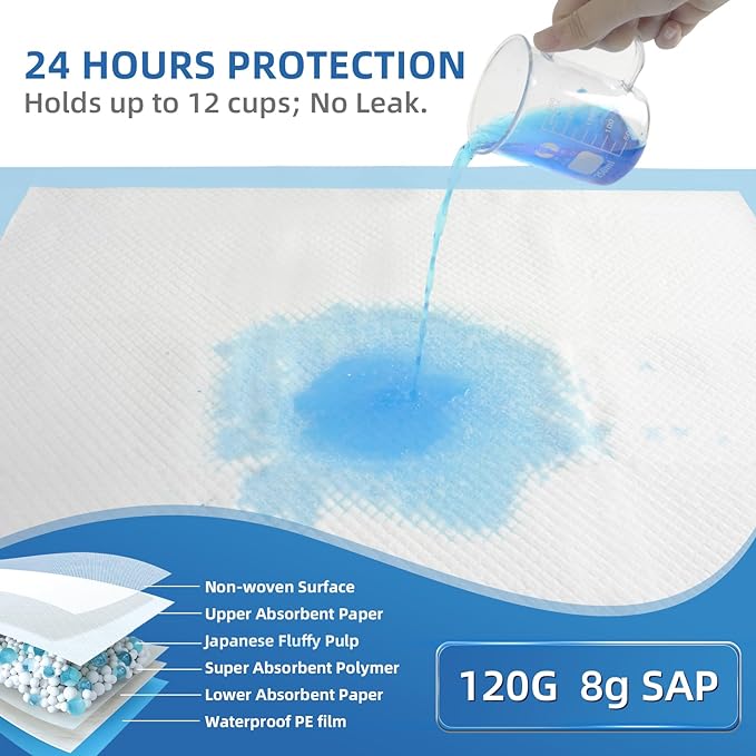100 Count Extra Large Chucks 36"x36" Thicken Elderly Adults Incontinence Bed Pads Disposable, Heavy Duty Absorbency Underpads Waterproof, XXL Extra Large Puppy Pee Training Pad-PawvioPets