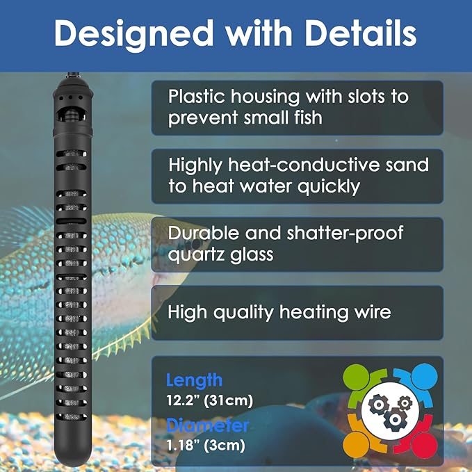 Aquarium Heater 200W Fish Tank Heater with External Thermostat (Dual Digital Display), Turtle Heater for Tanks 20-40 Gallons, Dry-Run/Overheating Protection and Memory Function-PawvioPets