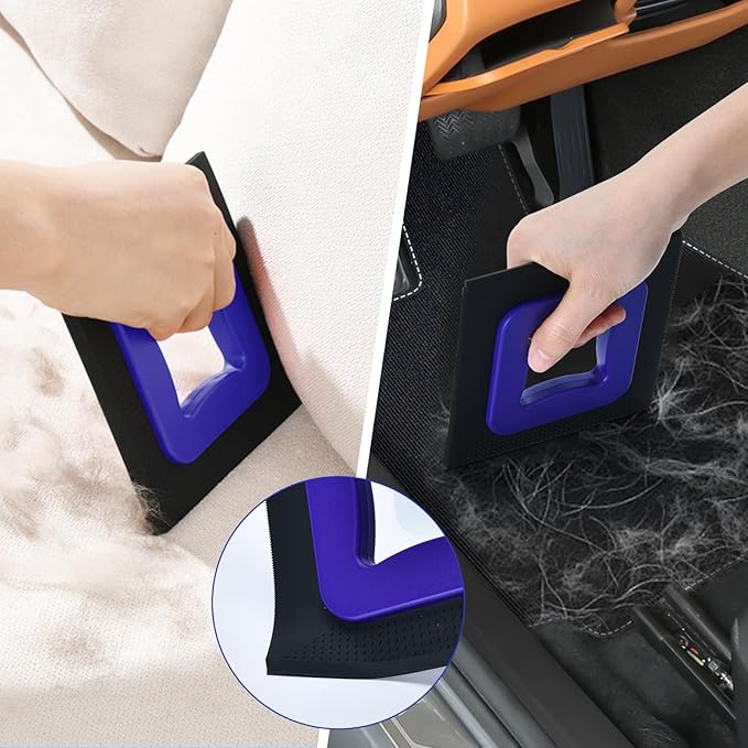 3 in 1 Mini Pet Hair Removal Tool, Dog and Cat Square Hair Remover for Car Detailing Supplies, Clothes, Couch and Carpet, Fur Cleaning Supplies for Furniture-Ergonomic and Anti-Slip, Mini Pet Supplies-PawvioPets