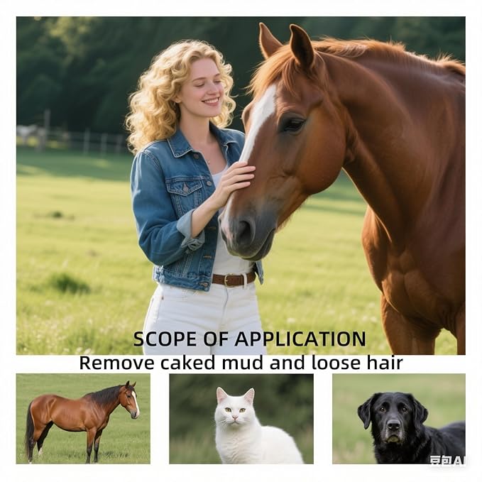 Deshedding Brush for Dogs & Cats - Dual-Head Pet Grooming Tool with Ergonomic Handle, Gentle Hair Removal Brush for Horses, Rabbits-PawvioPets