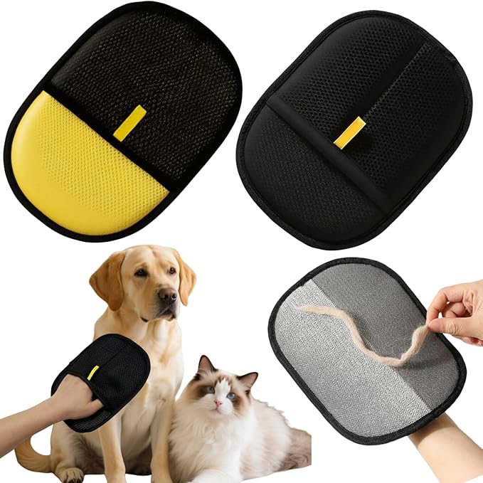 2Pcs Electrostatic Pet Hair Removal Gloves for Cats & Dogs,2025 New Upgraded Reusable Quick De-Shedding Grooming Gloves,Animal Fur Remover Tool for Couch,Carpet,Furniture,Car Seat,Clothing,Curtain-PawvioPets