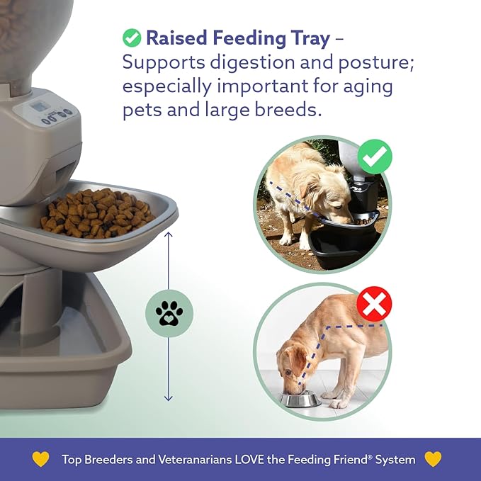 Automatic Dog & Cat Food Feeder with Water Dispenser – Smart Pet Feeder with Portion Control, OLED Display, Anti Jam Design, Battery Operated Dispenser for Medium/Large Pets - Taupe-PawvioPets