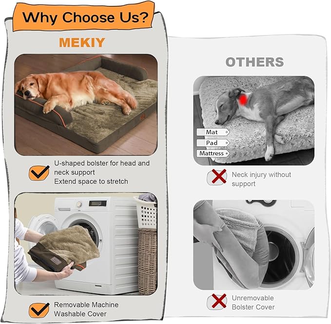 Dog Bed Medium Size Dog-Orthopedic Waterproof Bed for Dogs,Foam Couch Sofa with Washable Removable Cover & Non-Slip Bottom-Brown-PawvioPets