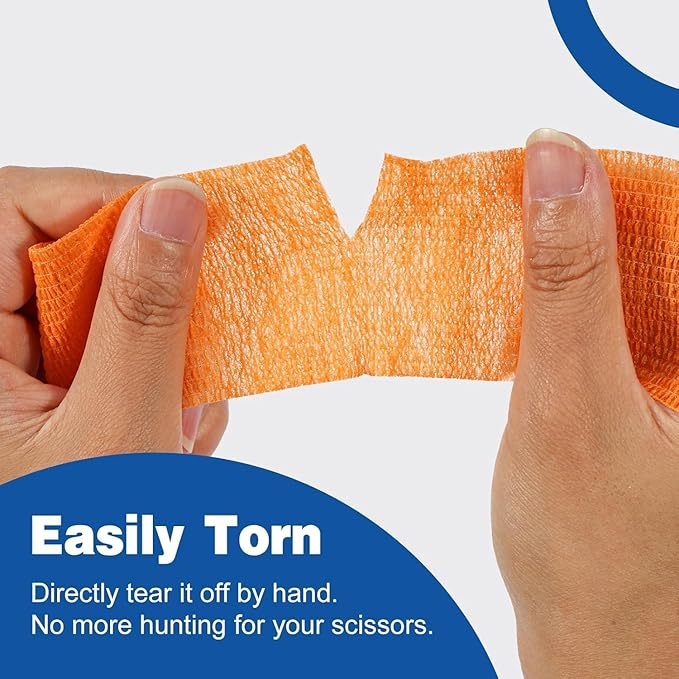 AZEN 120 Pack Self Adhesive Bandage Wrap, 2" X 5 Yards Elastic Cohesive Bandage Wrap, Color Athletic Tape, Vet Wrap, Ankle Tape-PawvioPets