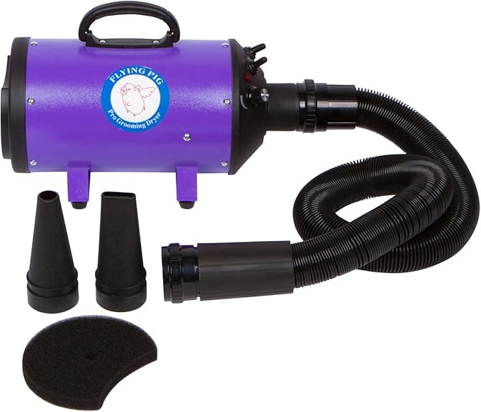Flying Pig High Velocity Dog Pet Grooming Dryer w/Heater (Model: Flying One, Purple)-PawvioPets