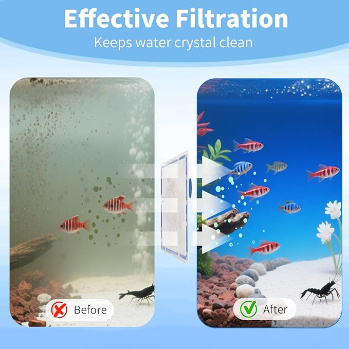 8 Packs Small Aquarium Filter Cartridges Replacement Filter Pad Compatible with QuietFlow E Internal Power Filter 10 and 1/2.5/5 Gallon Minibow Aquarium Filters-PawvioPets