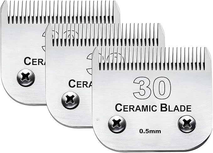 3PCS 30 Blades Dog Grooming Clipper Blades Compatible with Andis Pet Clipper/Oster A5/Wahl KM Series Dog Clipper,Ceramic Blade & Stainless Steel Blade-PawvioPets