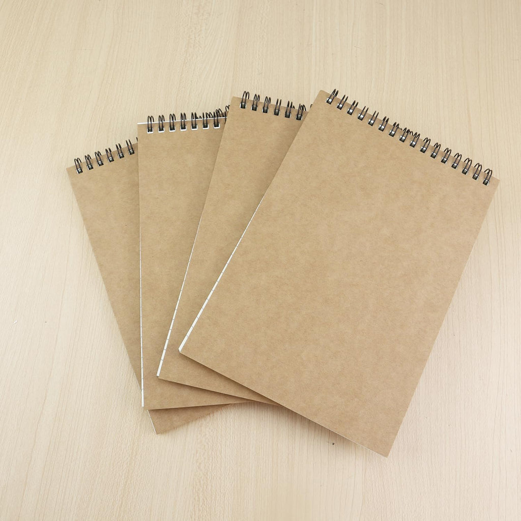4 Pcs Top Bound Spiral Notebook,8.3 inch x 5.8 inch,60 Sheet,7mm College Ruled Paper,A5 Spiral Note Pads Memo Lined Notebook Journal for School and Office Supplies (Kraft)