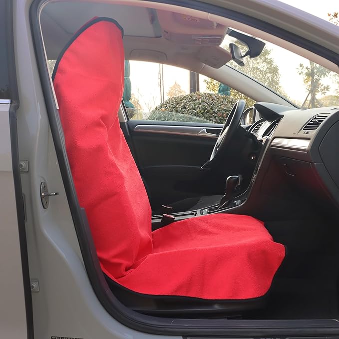 Car Seat Cover Protector Front Seats,for Gym Workout,Running,Swimming,Beach and Hiking,Waterproof Sweat Towel Bucket Seat Covers for Cars SUV Trucks (Red, 2Pcs)-PawvioPets