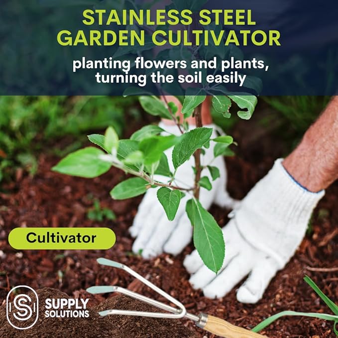 Gardening Tools - Perfect Garden Tools for Women or Men - Small Heavy Duty Gardening Hand Tools with Trowel, Transplanter, Fork, Rake, and Cultivator - Ergonomic Design Gardening Kit-PawvioPets