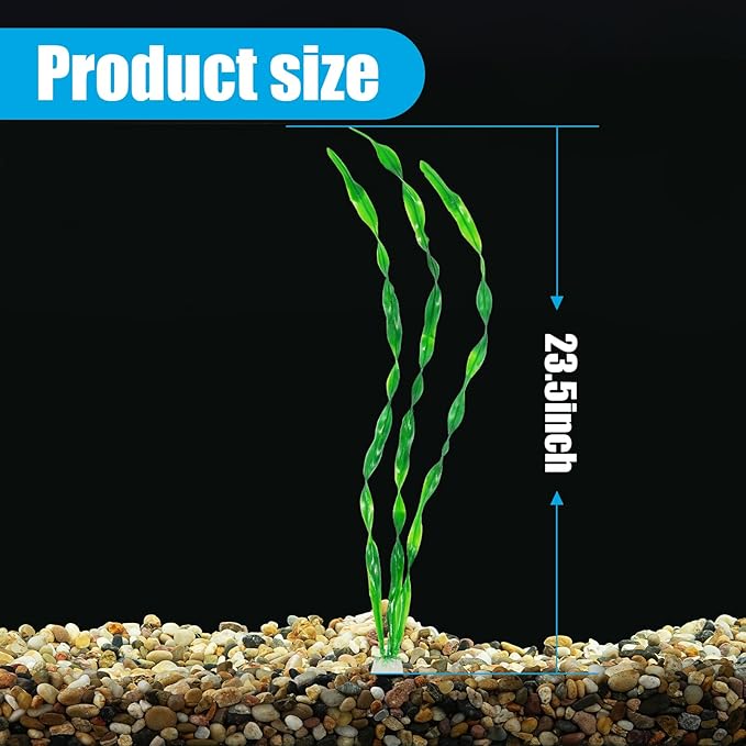 AQUANEAT Fish Tank Artificial Plants, Aquarium Plastic Seaweed Decorations, 23.5Inch Tall Fake Green Accessories, 10 Packs-PawvioPets