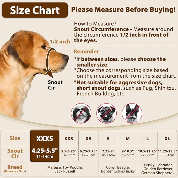 Crazy Felix Nylon Dog Muzzle for Small Medium Large Dogs Dachshund Beagle Poodle Labrador, Air Mesh Breathable and Drinkable Pet Mouth Guard for Anti-Biting Chewing Scavenging(XXXS, Pink)-PawvioPets