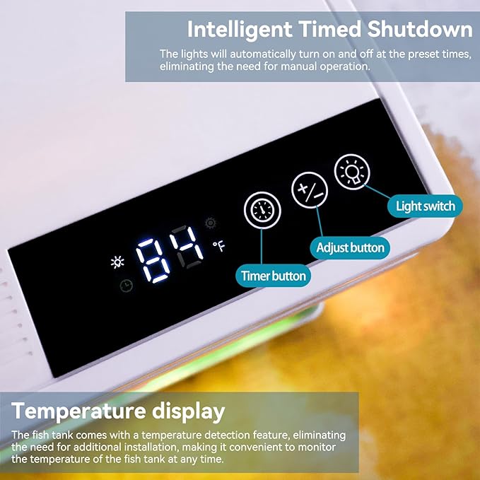 Beginner Betta Fish Tank Aquarium kit Intelligent Timed Shutdown, Seven LED Lights, Adjustable Brightness, High-Transparency Glass, Efficient Filtration-PawvioPets