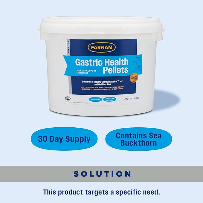 Farnam Gastric Health Pellets, Daily Gut and Digestive Health Supplement for Horses Helps Maintain a Healthy Gastrointestinal Tract and Gut Function-PawvioPets