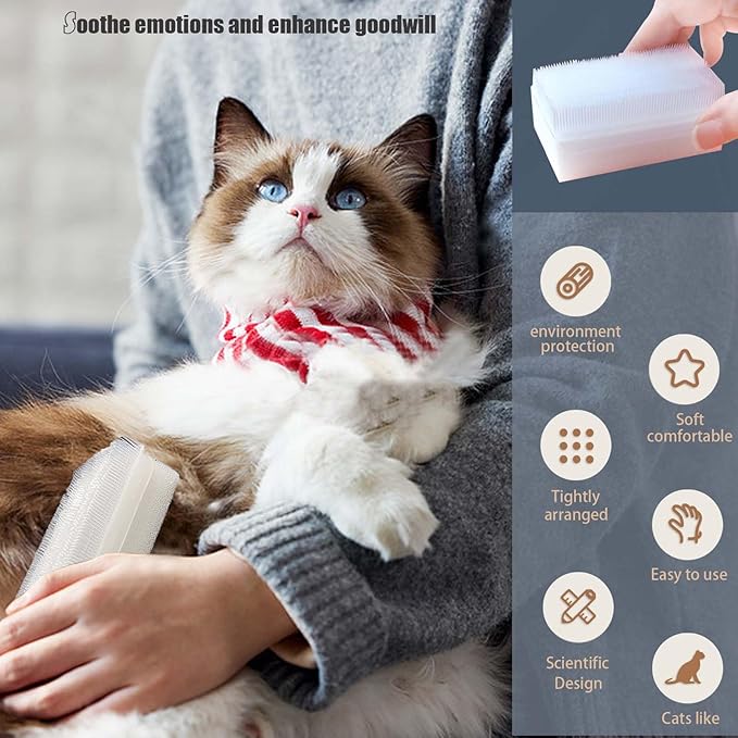 2PC Soft Cat Brush for Grooming - Gentle Cat Tongue Brush with 1300+ Barbed Serrations, Brushes for Sensitive Cats - Lightweight, gentle, Perfect for Daily Grooming & Enhancing Bonding-PawvioPets